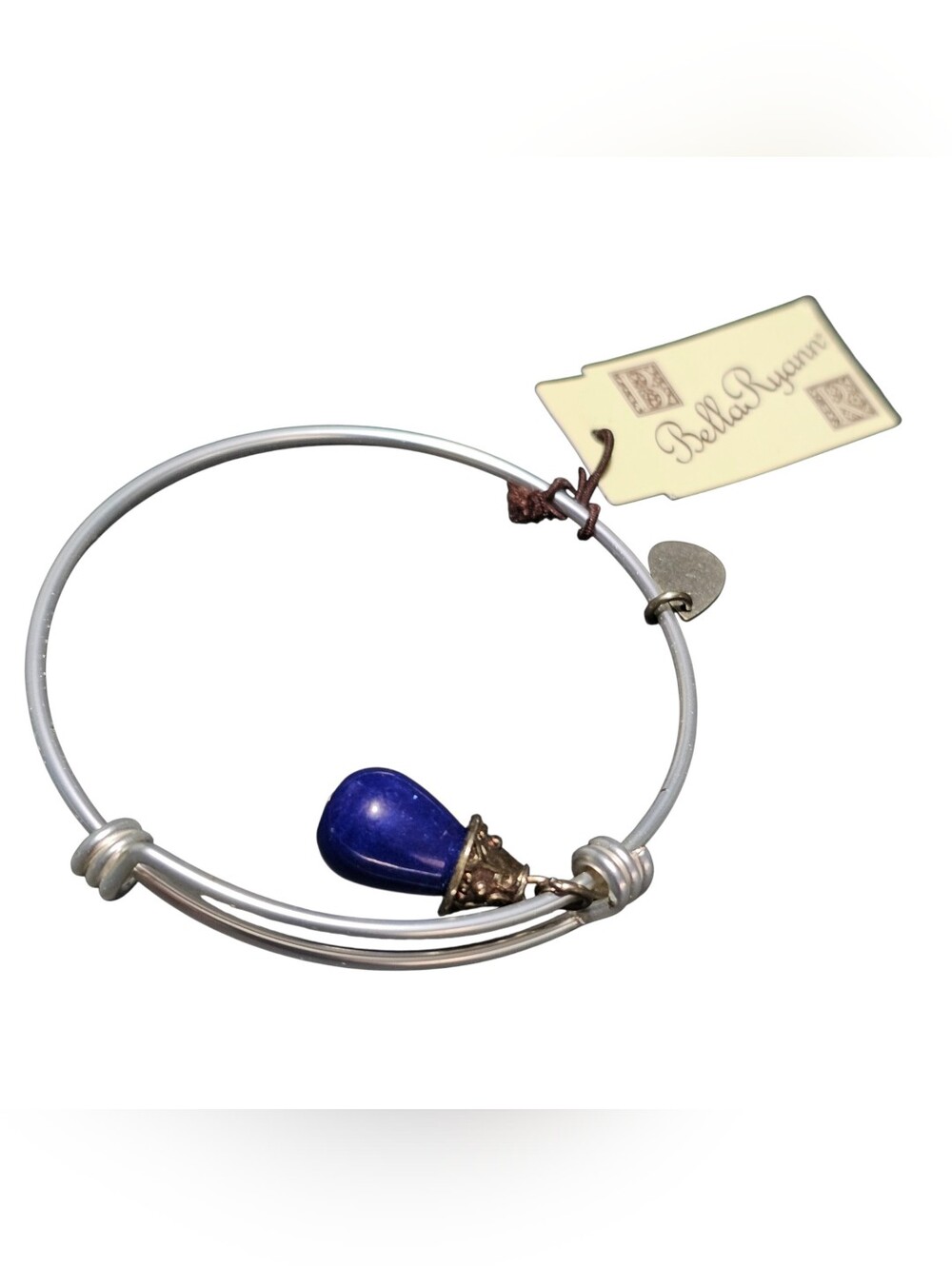 Bella Ryann Silver Plated Expandable Bangle Bracelet Blue Dangle Charm NWT - Picture 4 of 6